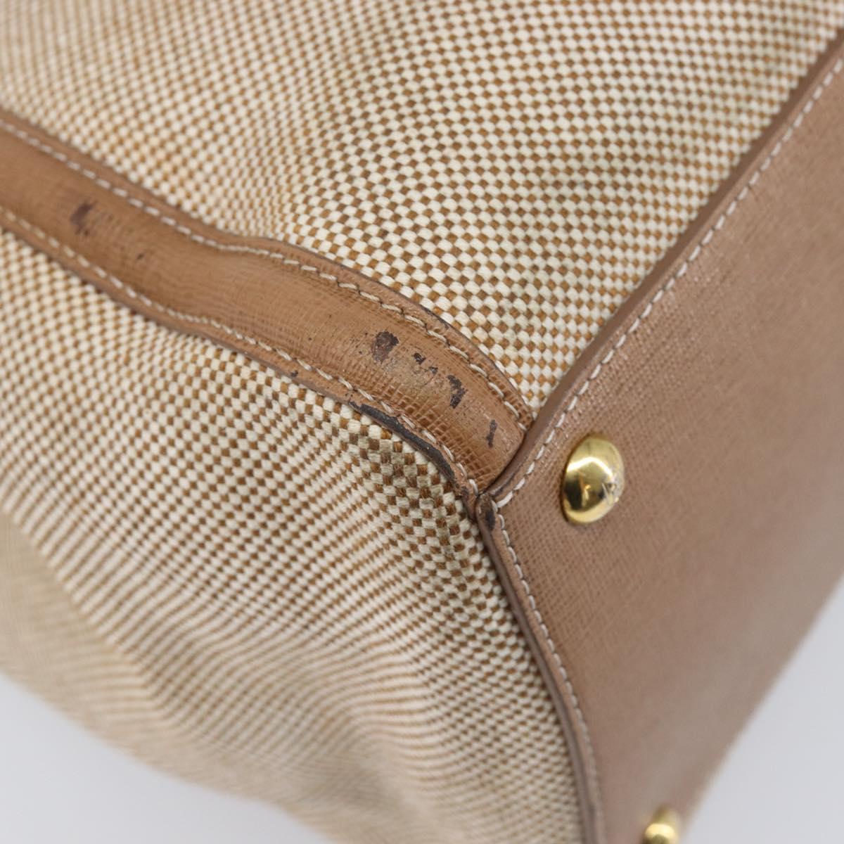 FENDI To joule Hand Bag Canvas 2way Gold Beige Auth hk1977