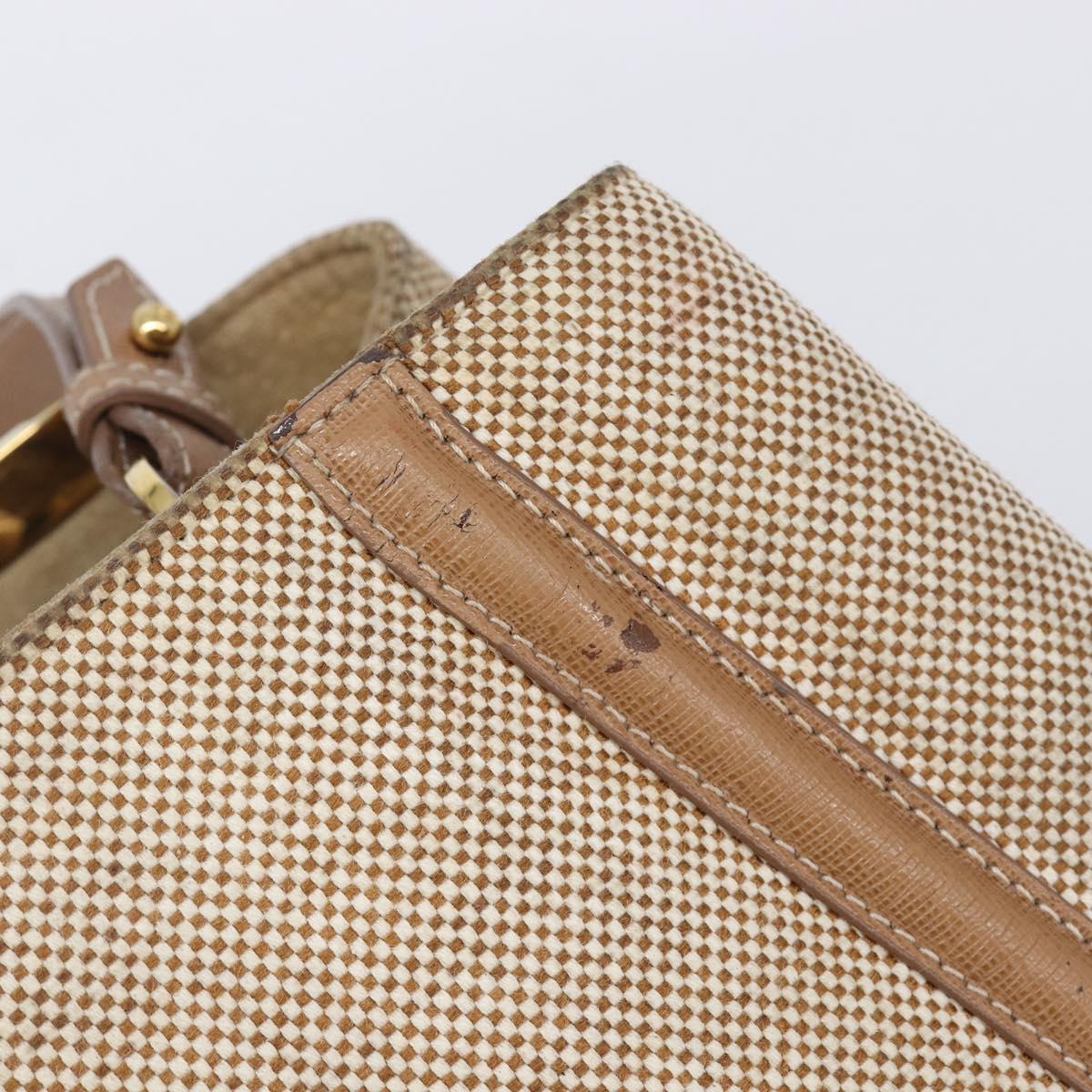 FENDI To joule Hand Bag Canvas 2way Gold Beige Auth hk1977