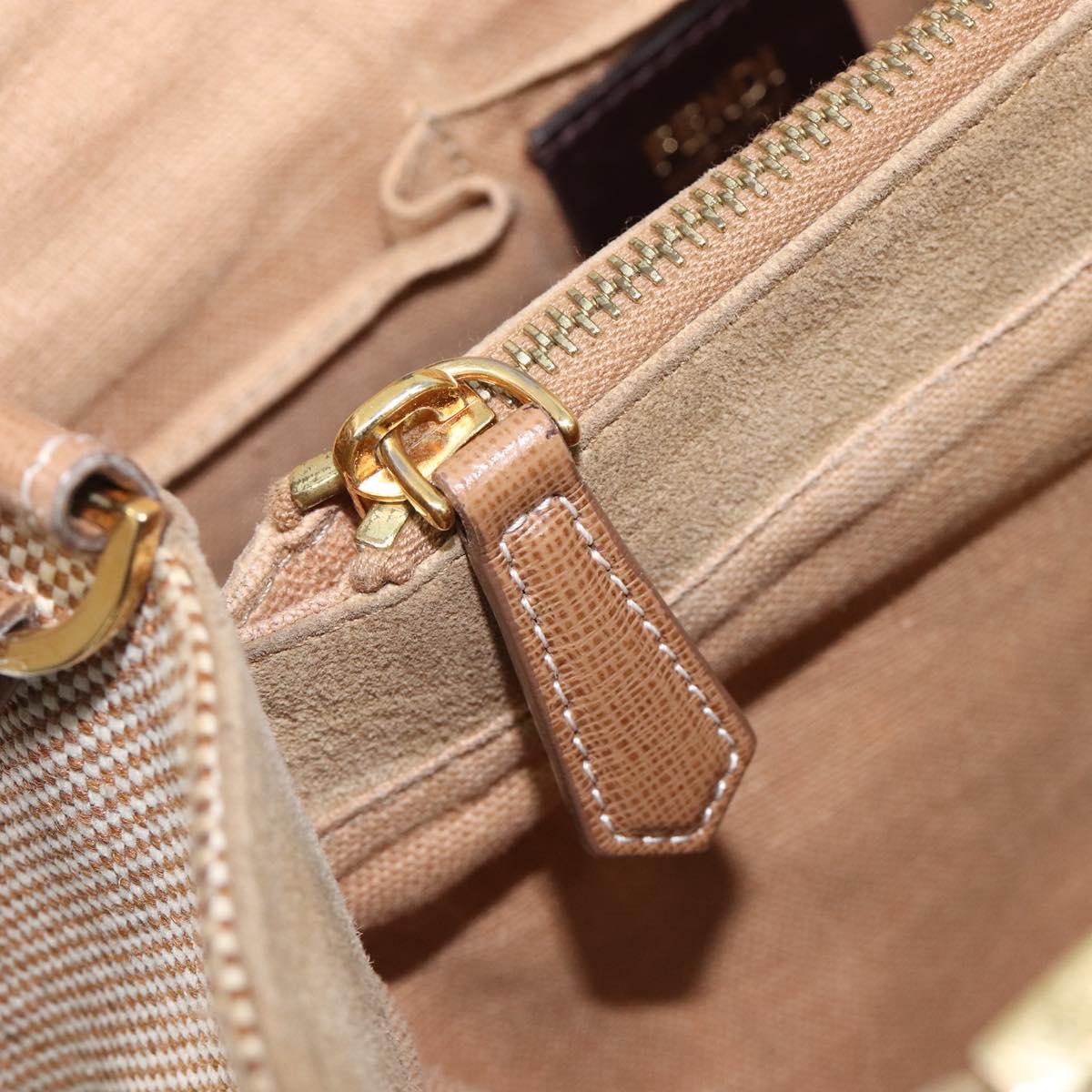 FENDI To joule Hand Bag Canvas 2way Gold Beige Auth hk1977