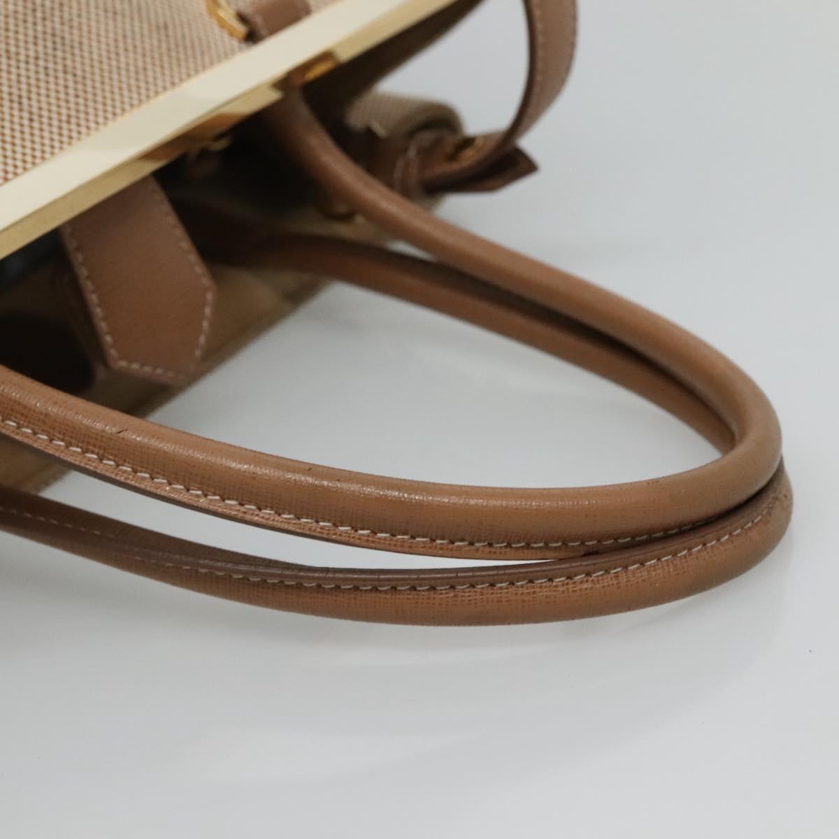 FENDI To joule Hand Bag Canvas 2way Gold Beige Auth hk1977