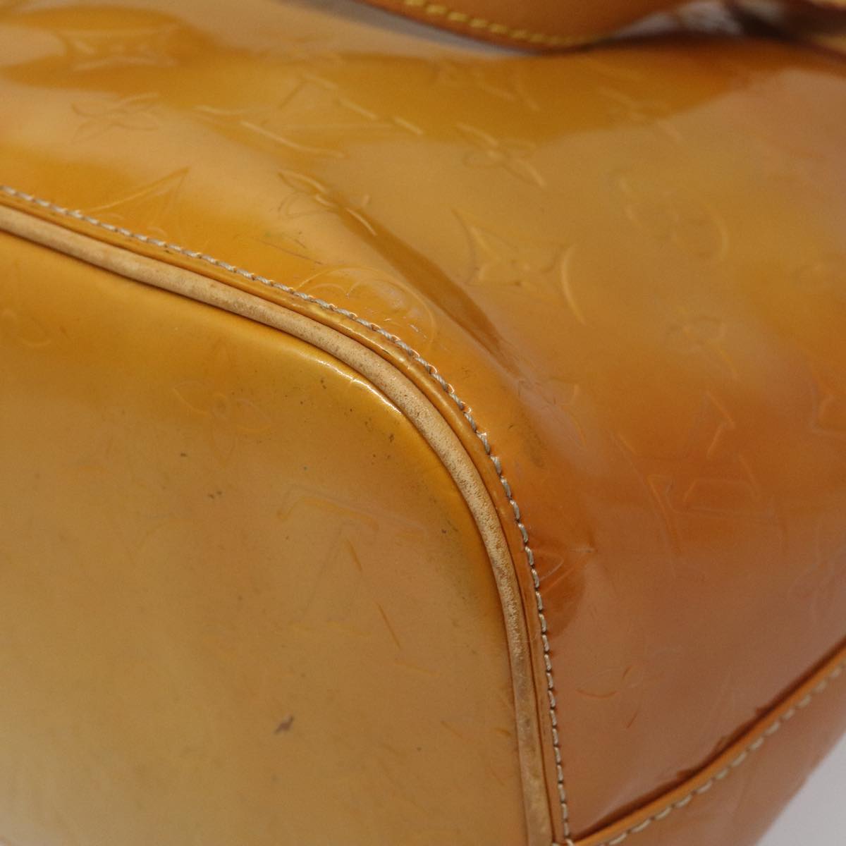 LOUIS VUITTON Monogram Vernis Houston Hand Bag Beige M91004 LV Auth hk1984