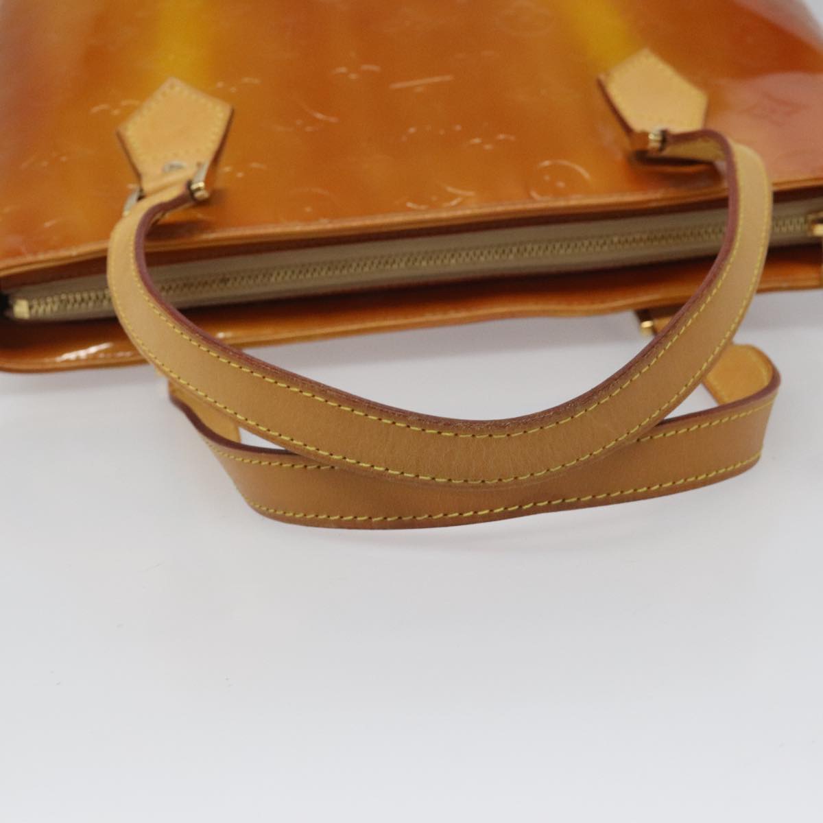 LOUIS VUITTON Monogram Vernis Houston Hand Bag Beige M91004 LV Auth hk1984