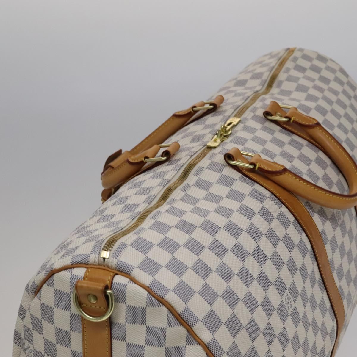 LOUIS VUITTON Damier Azur Keepall Bandouliere 55 Boston Bag N41429 Auth hk2021