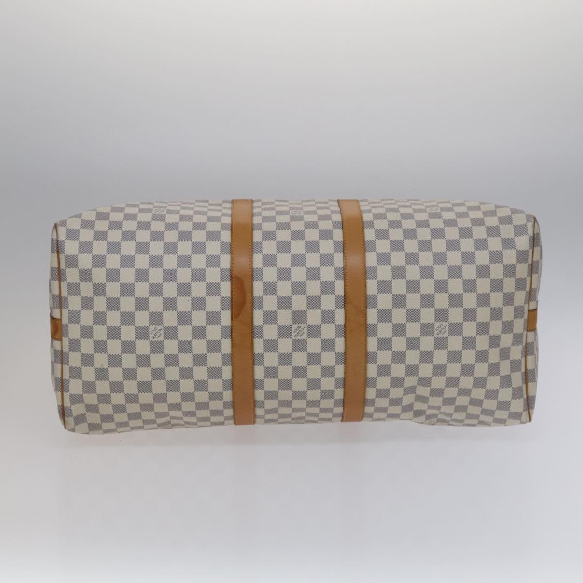LOUIS VUITTON Damier Azur Keepall Bandouliere 55 Boston Bag N41429 Auth hk2021