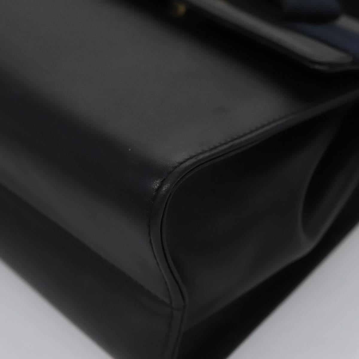 Salvatore Ferragamo Vala Hand Bag Leather Navy Gold Auth hk2025