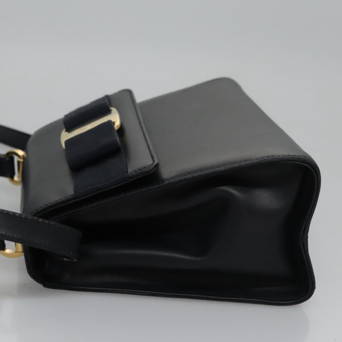 Salvatore Ferragamo Vala Hand Bag Leather Navy Gold Auth hk2025