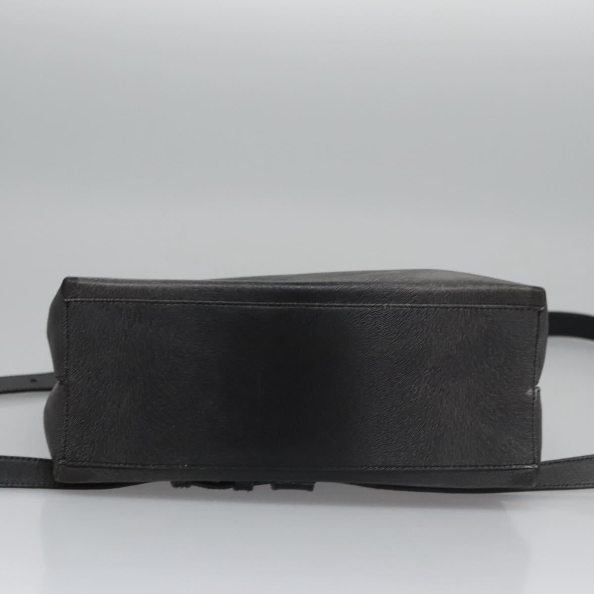 Salvatore Ferragamo Gancini Hand Bag Leather 2way Black Silver Auth hk2026