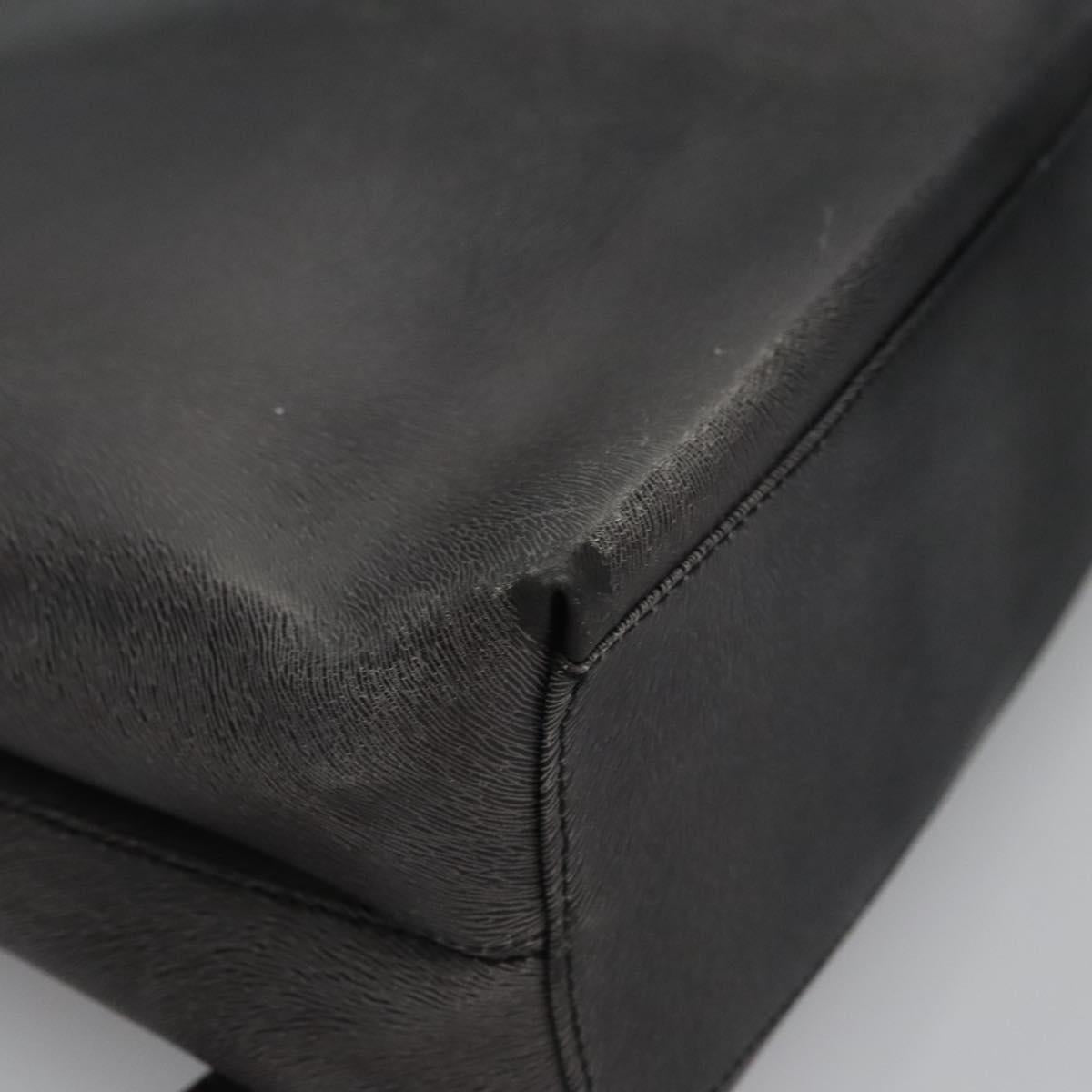 Salvatore Ferragamo Gancini Hand Bag Leather 2way Black Silver Auth hk2026