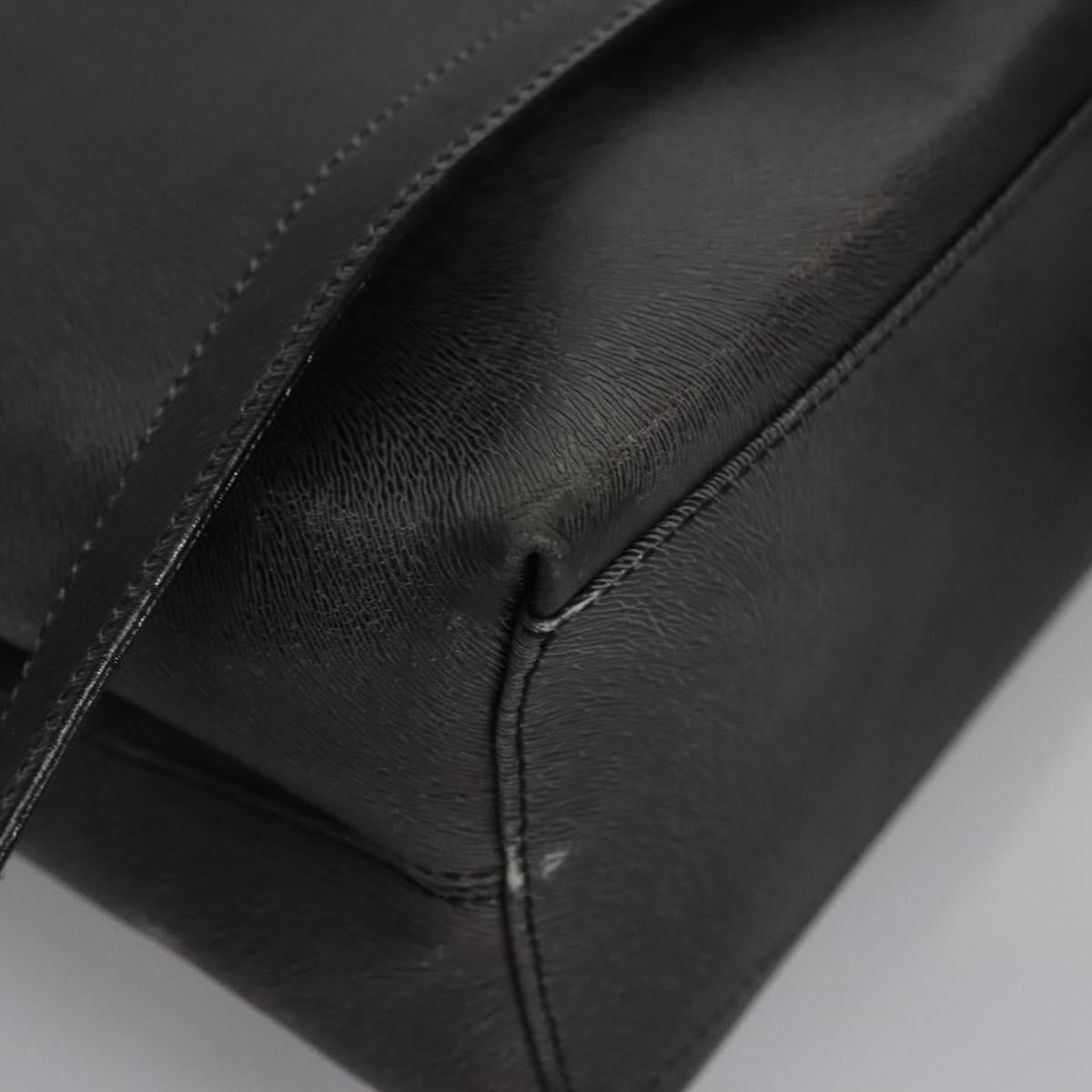 Salvatore Ferragamo Gancini Hand Bag Leather 2way Black Silver Auth hk2026