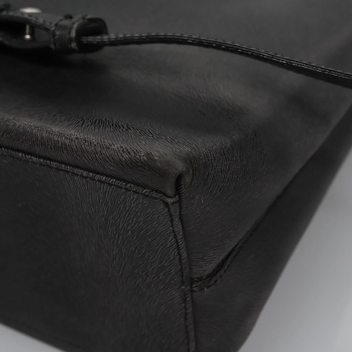 Salvatore Ferragamo Gancini Hand Bag Leather 2way Black Silver Auth hk2026