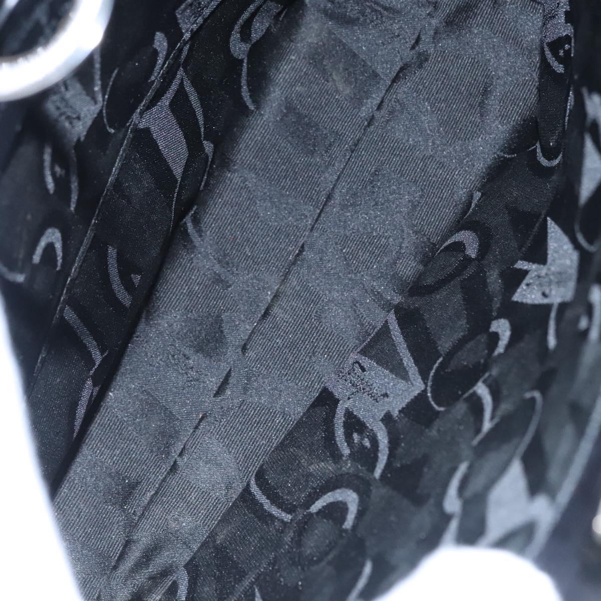 Salvatore Ferragamo Gancini Hand Bag Leather 2way Black Silver Auth hk2026