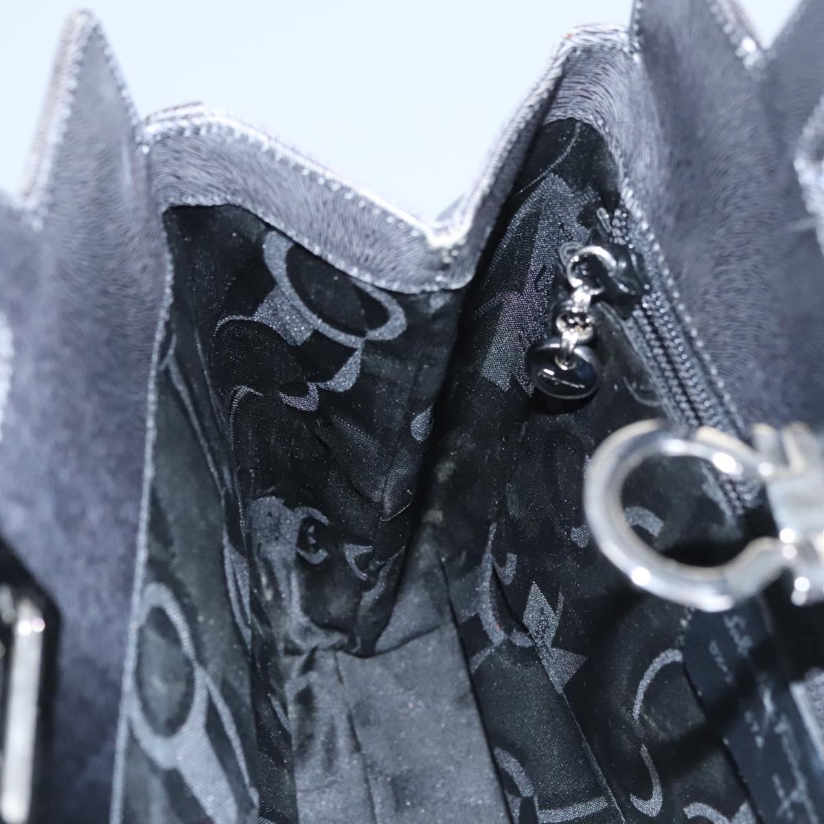 Salvatore Ferragamo Gancini Hand Bag Leather 2way Black Silver Auth hk2026