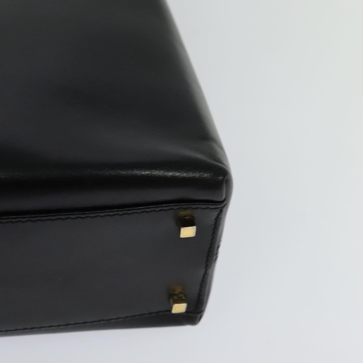 Salvatore Ferragamo Gancini Hand Bag Leather 2way Black Gold Auth hk2029