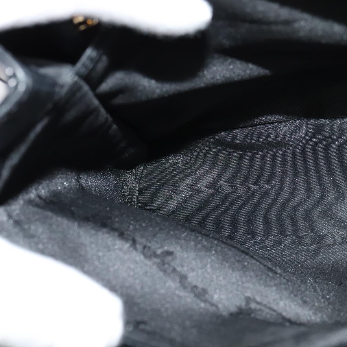 Salvatore Ferragamo Gancini Hand Bag Leather 2way Black Gold Auth hk2029