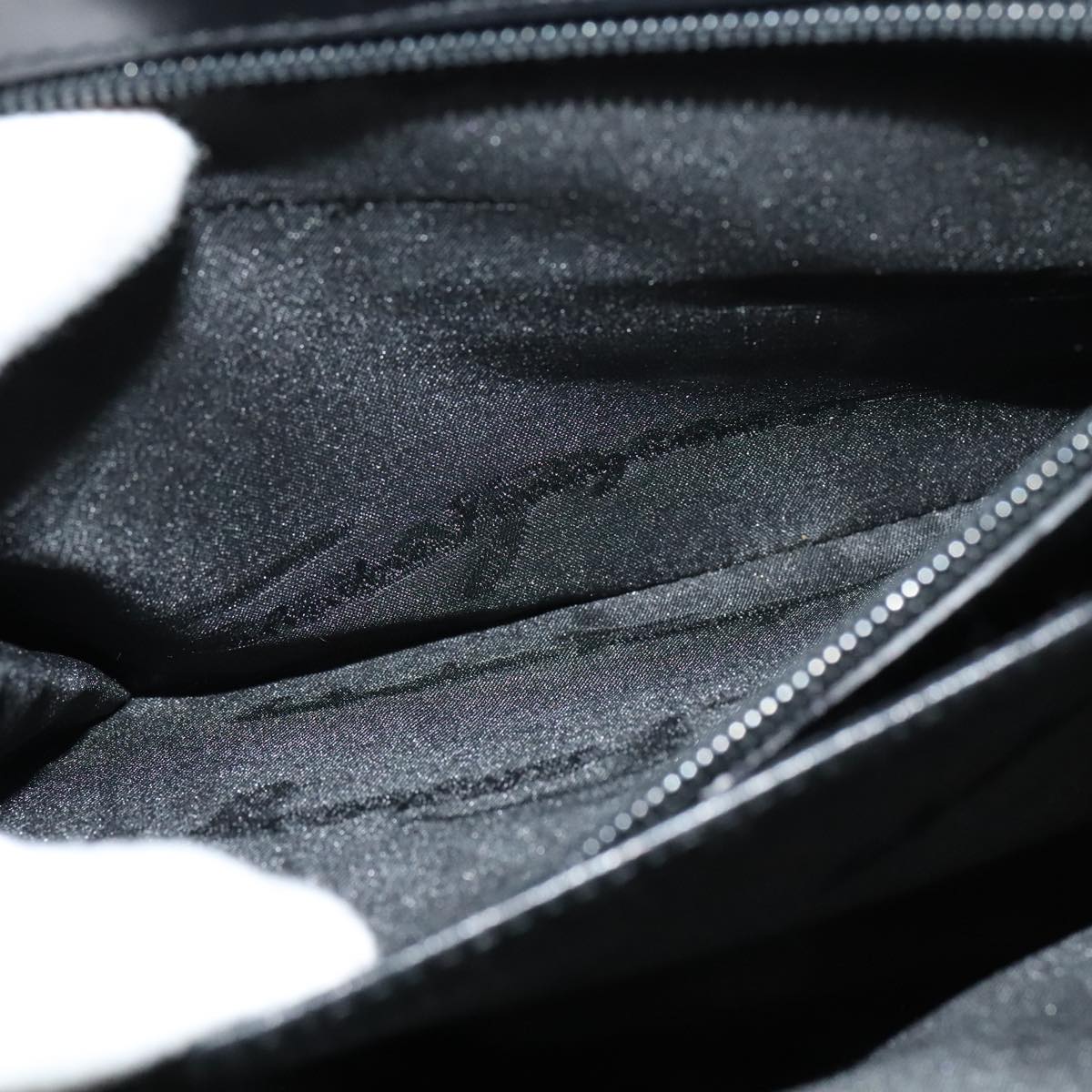 Salvatore Ferragamo Gancini Hand Bag Leather 2way Black Gold Auth hk2029