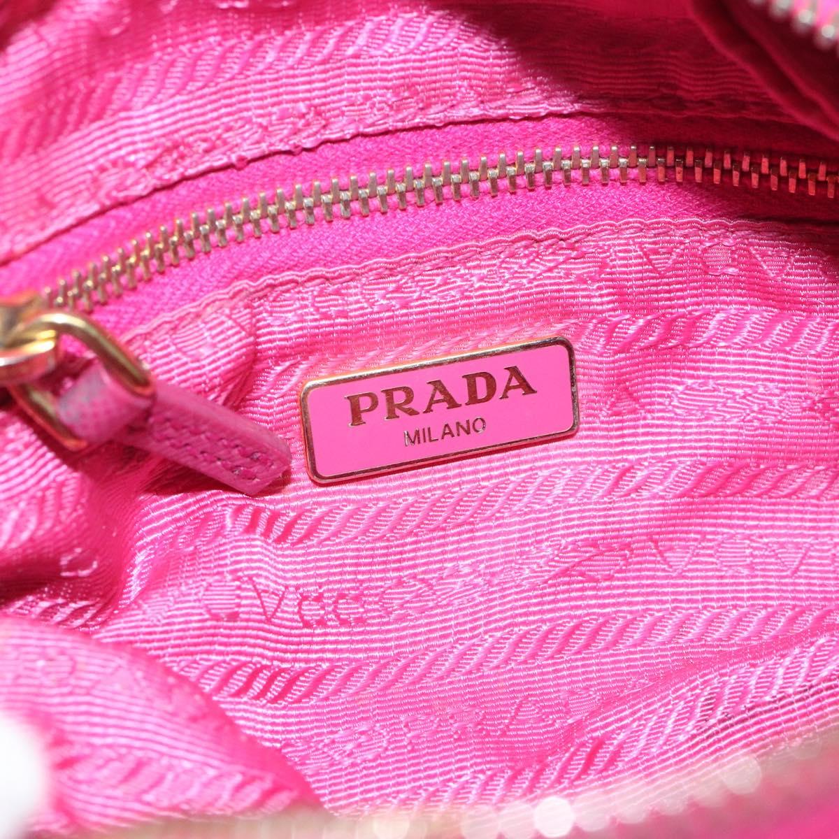 PRADA Pouch Canvas Pink Gold Auth hk2039