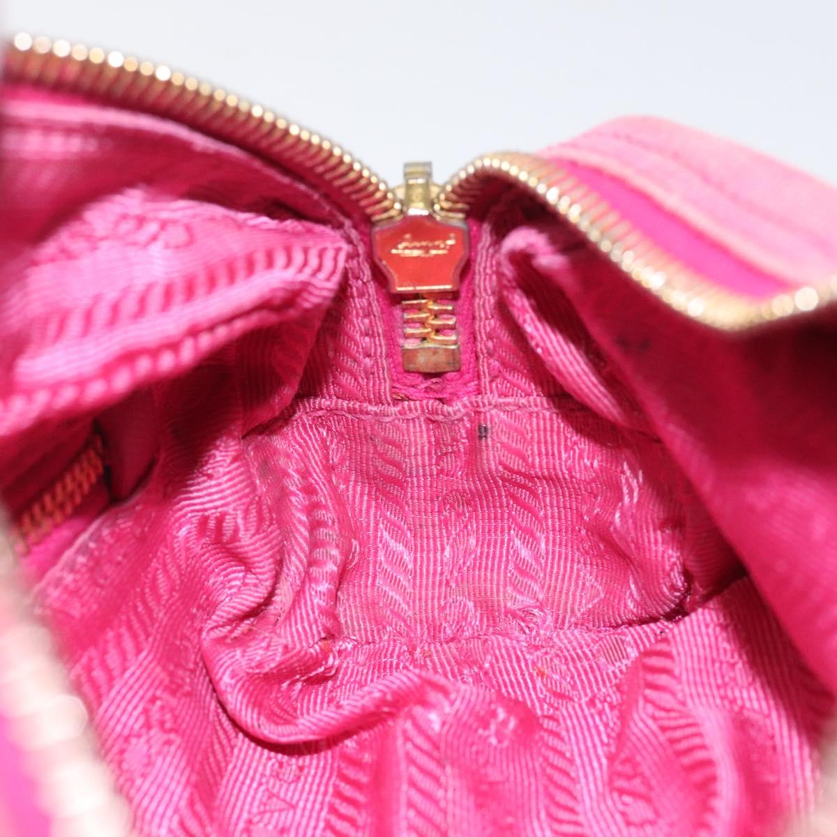 PRADA Pouch Canvas Pink Gold Auth hk2039