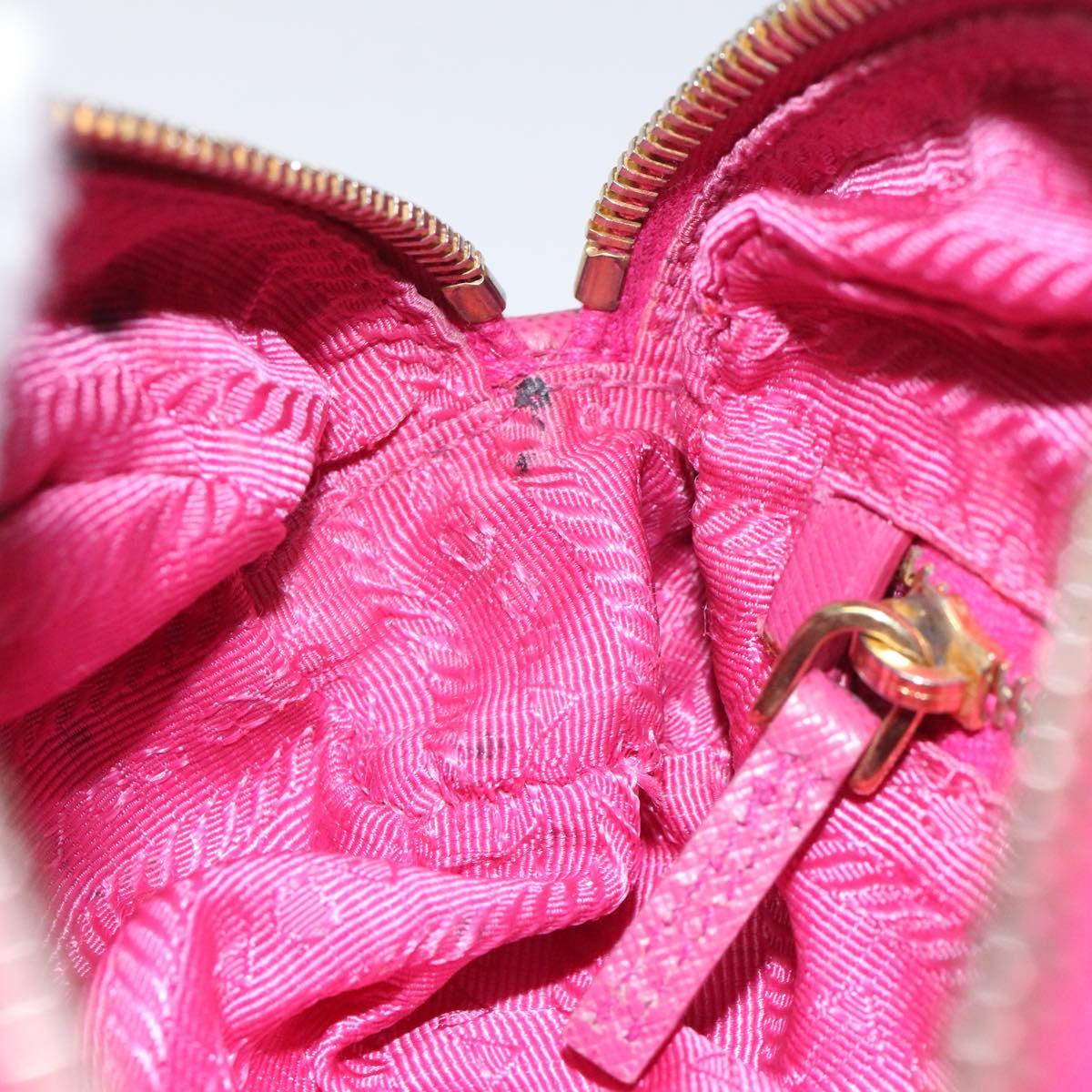 PRADA Pouch Canvas Pink Gold Auth hk2039