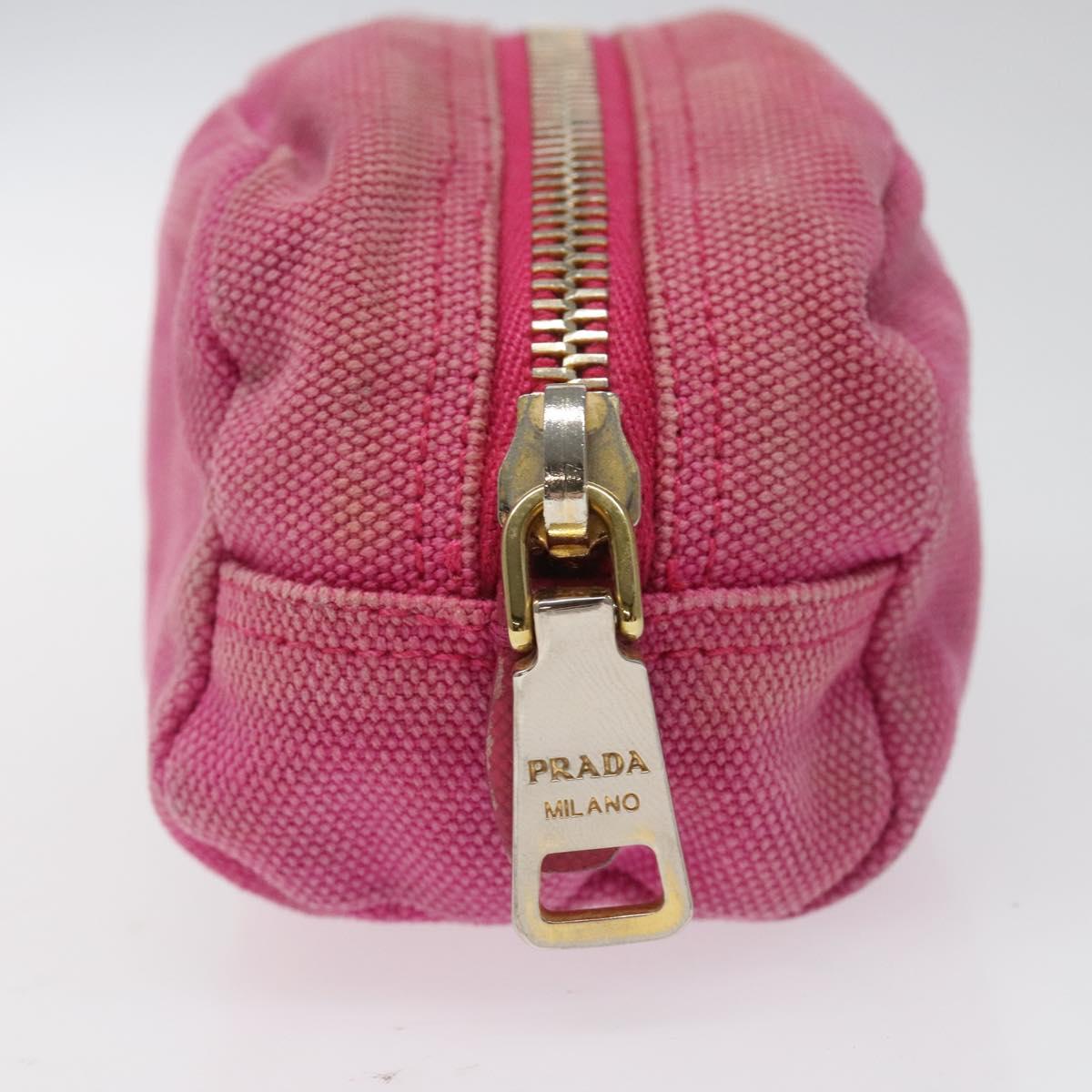 PRADA Pouch Canvas Pink Gold Auth hk2039