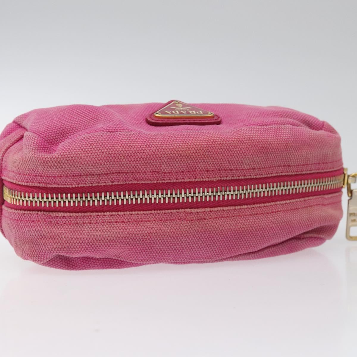 PRADA Pouch Canvas Pink Gold Auth hk2039
