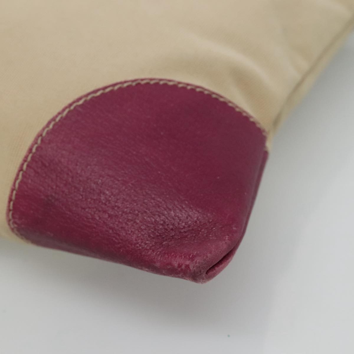 PRADA Tote Bag Canvas Suede Beige Purple Silver Auth hk2041