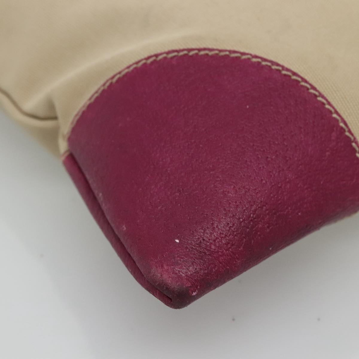 PRADA Tote Bag Canvas Suede Beige Purple Silver Auth hk2041