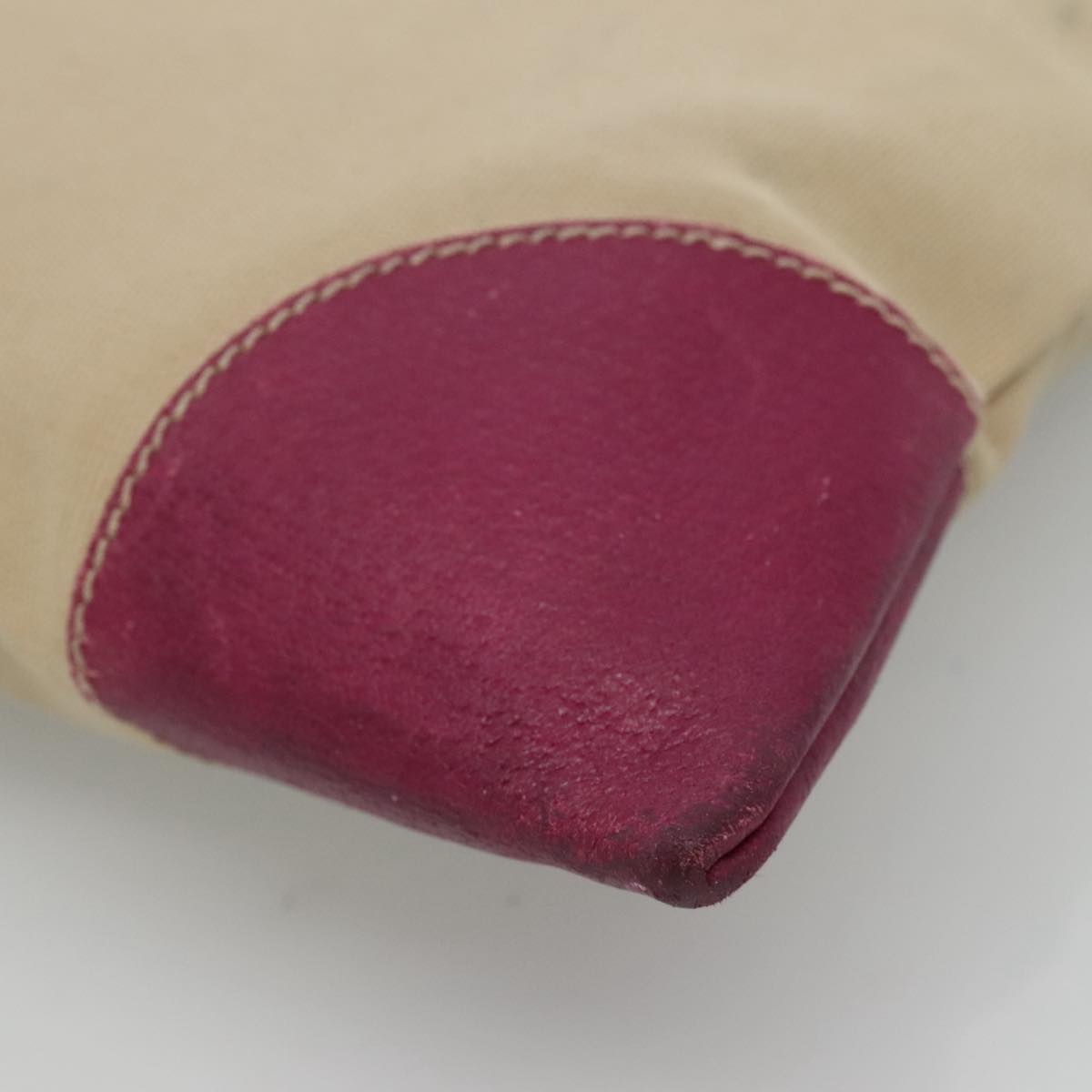 PRADA Tote Bag Canvas Suede Beige Purple Silver Auth hk2041