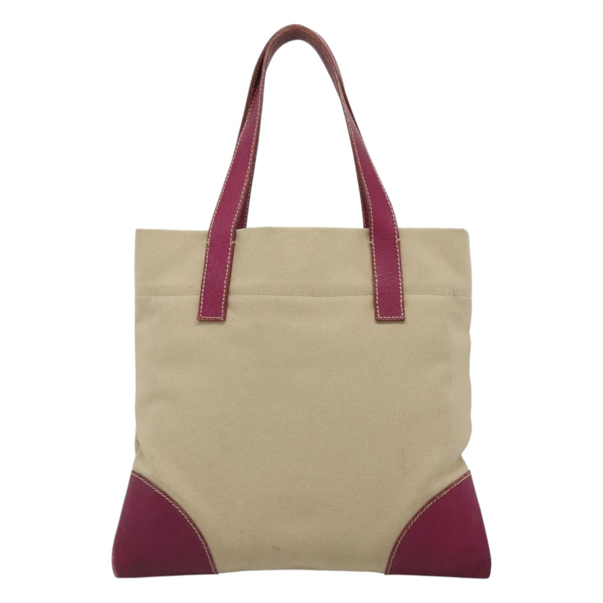PRADA Tote Bag Canvas Suede Beige Purple Silver Auth hk2041