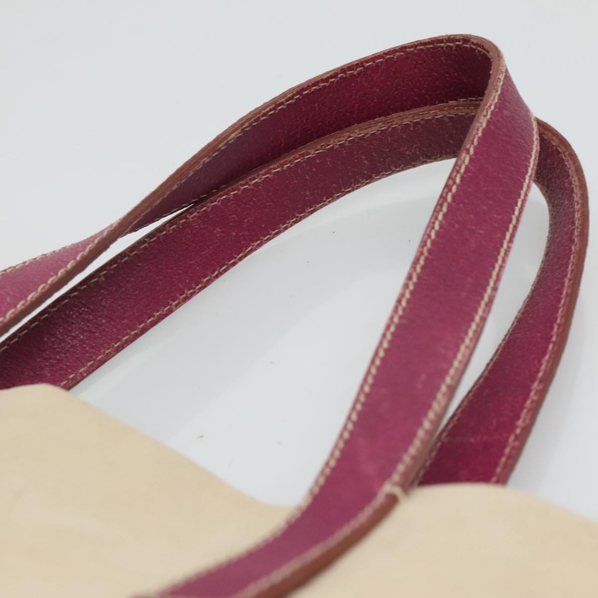 PRADA Tote Bag Canvas Suede Beige Purple Silver Auth hk2041