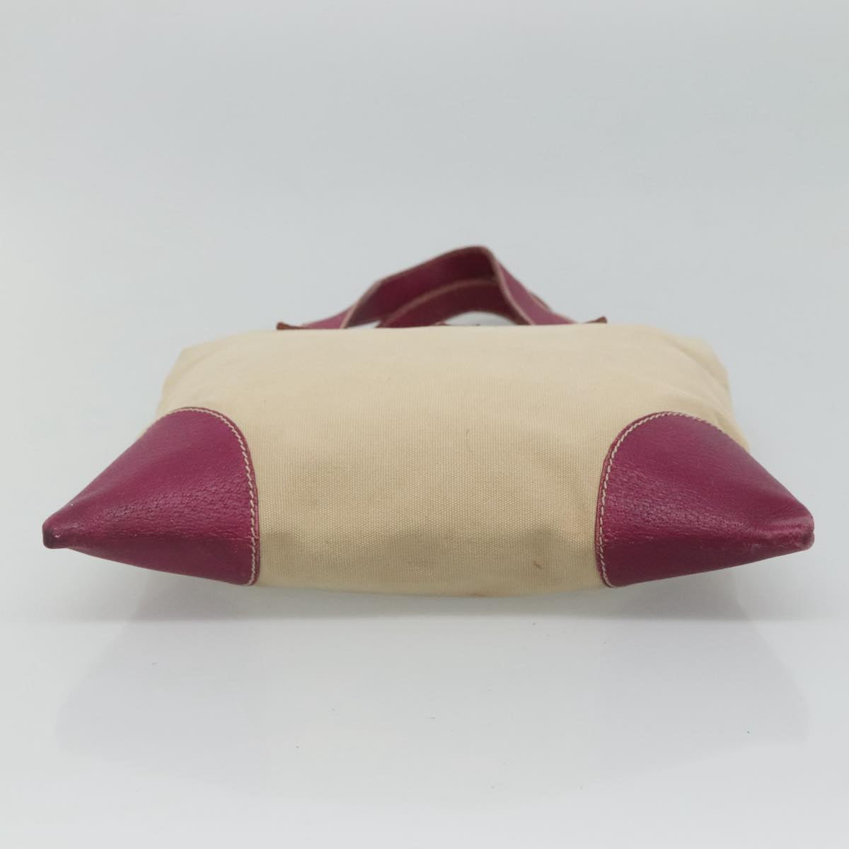 PRADA Tote Bag Canvas Suede Beige Purple Silver Auth hk2041