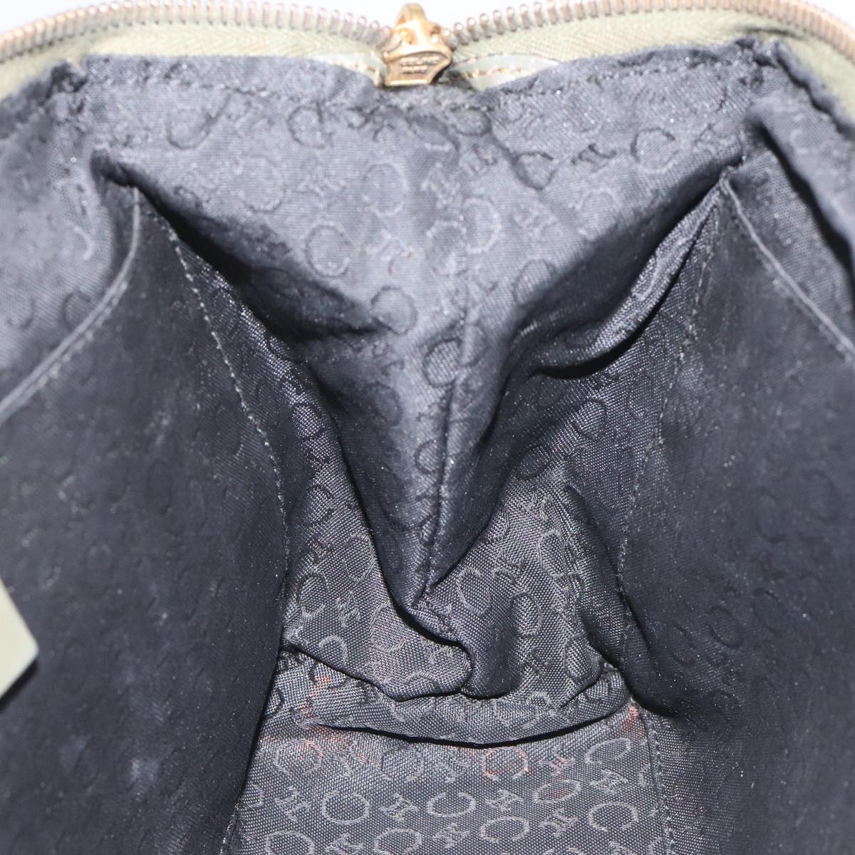 CELINE C Macadam Canvas Accessory Pouch Beige Red gold Auth hk2051