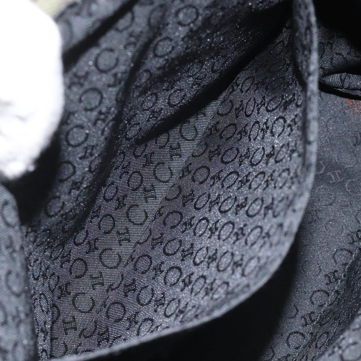 CELINE C Macadam Canvas Accessory Pouch Beige Red gold Auth hk2051