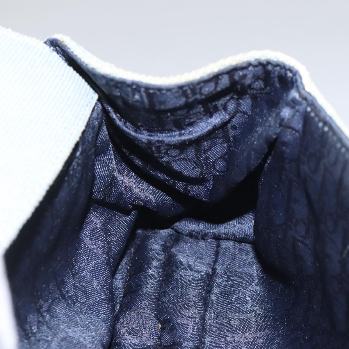 Christian Dior Trotter Canvas Shoulder Bag Canvas Blue White Silver Auth hk2057