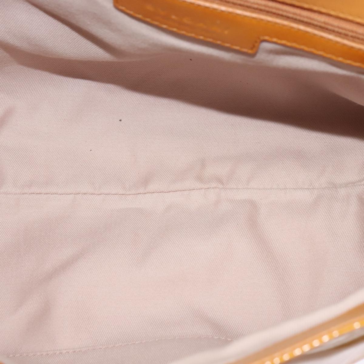 BVLGARI Shoulder Bag Patent Leather Yellow Gold Auth hk2059