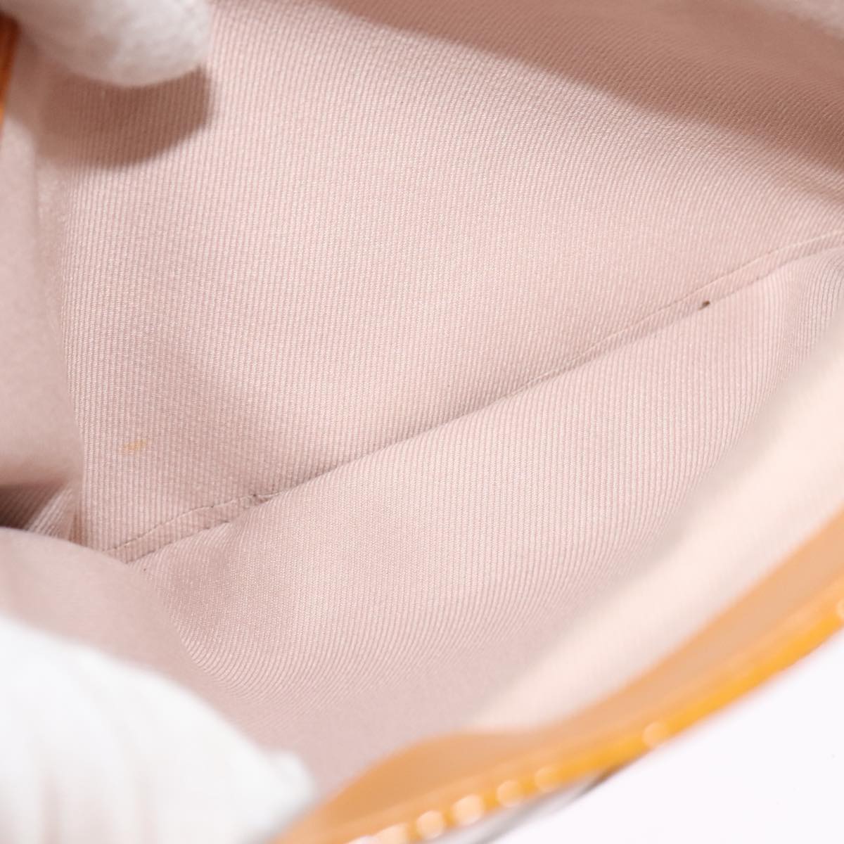 BVLGARI Shoulder Bag Patent Leather Yellow Gold Auth hk2059