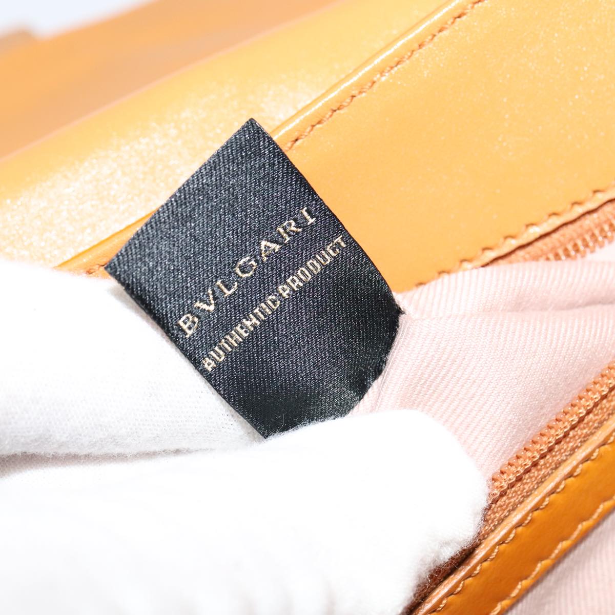 BVLGARI Shoulder Bag Patent Leather Yellow Gold Auth hk2059