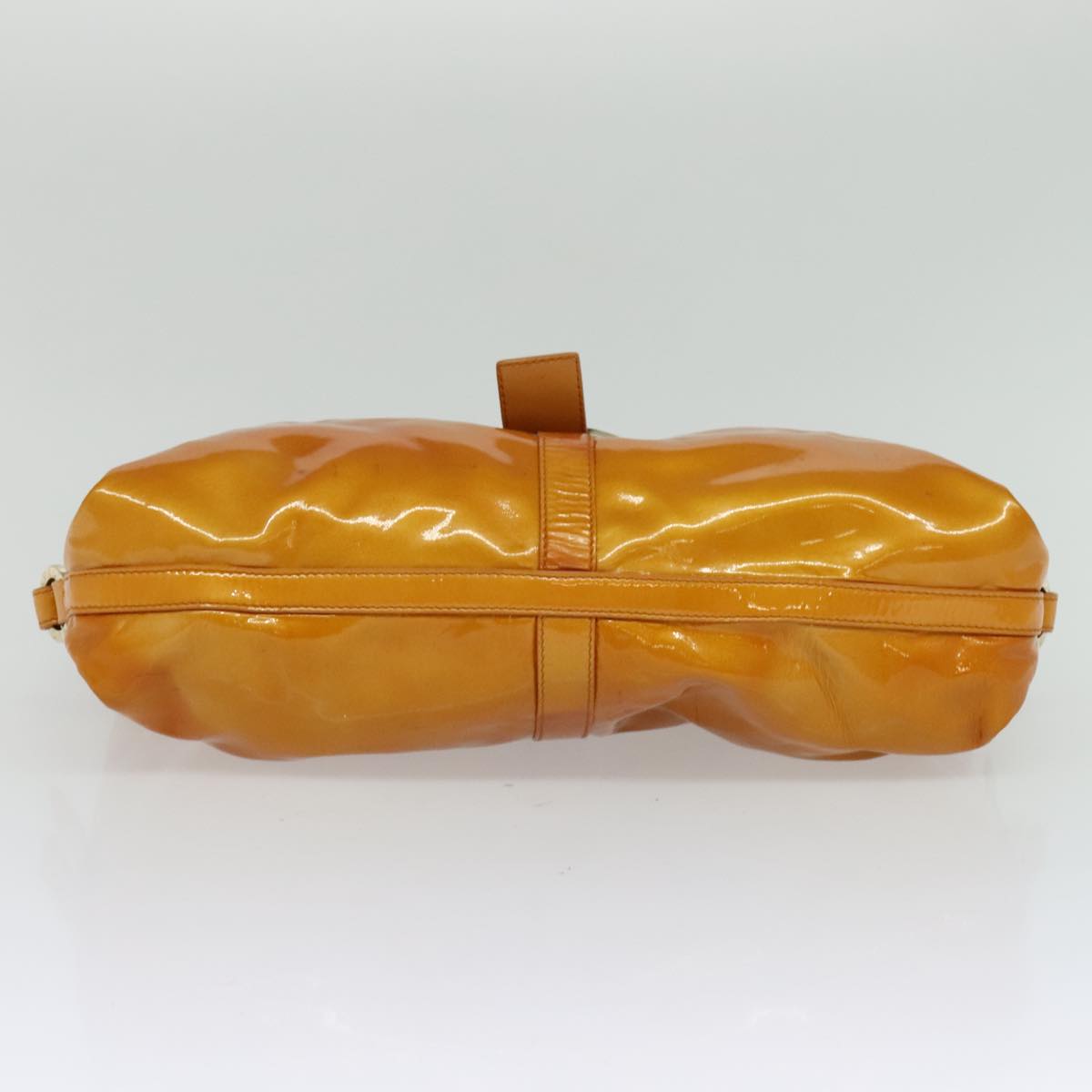 BVLGARI Shoulder Bag Patent Leather Yellow Gold Auth hk2059