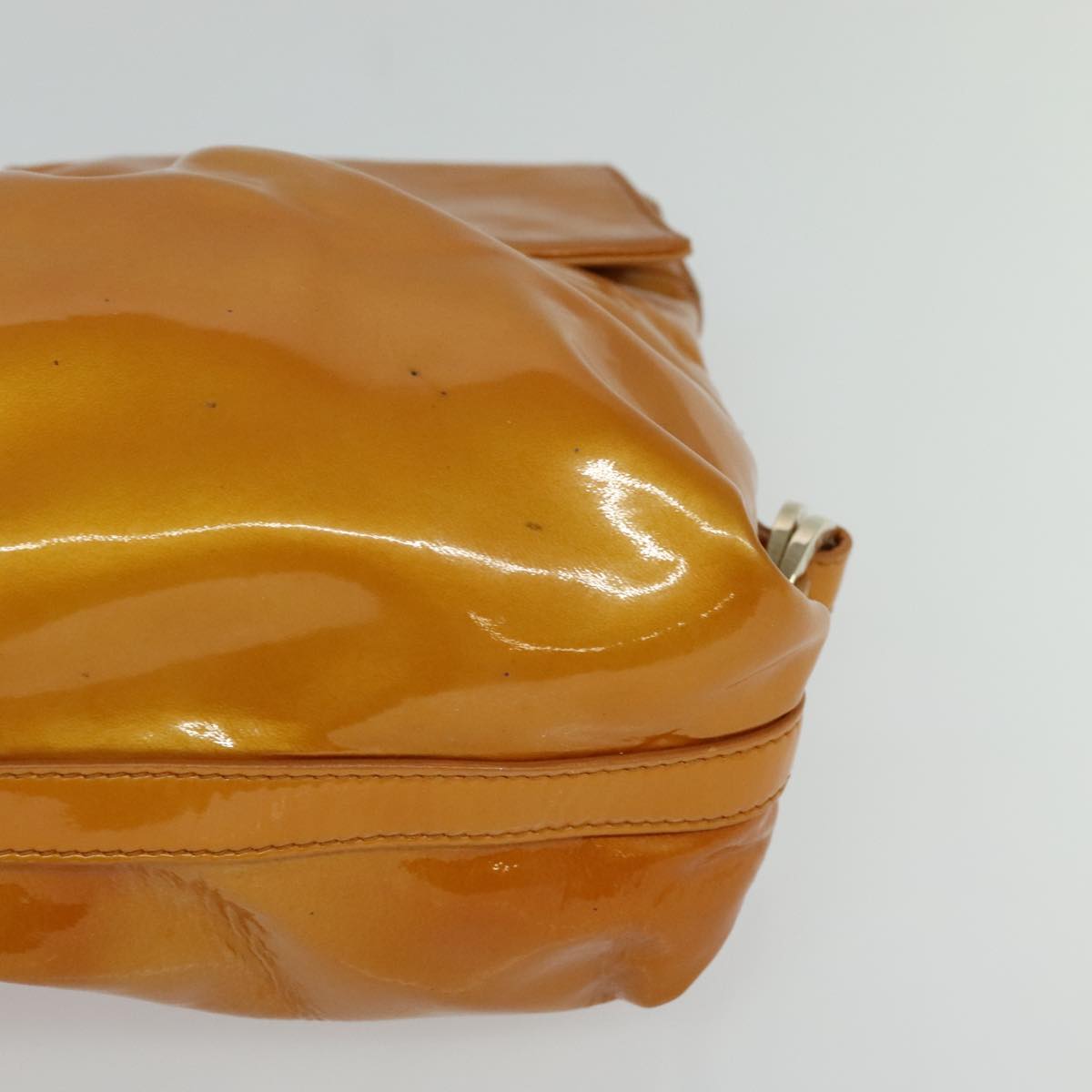 BVLGARI Shoulder Bag Patent Leather Yellow Gold Auth hk2059