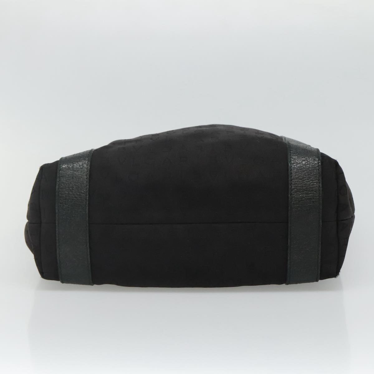 BVLGARI Tote Bag Canvas Leather Black Silver Auth hk2061