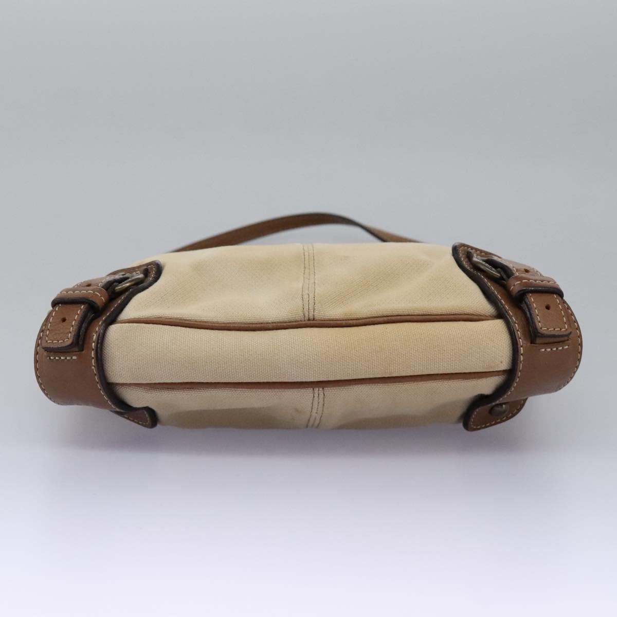 BURBERRY Blue Label Shoulder Bag Canvas Leather Beige Auth hk2084