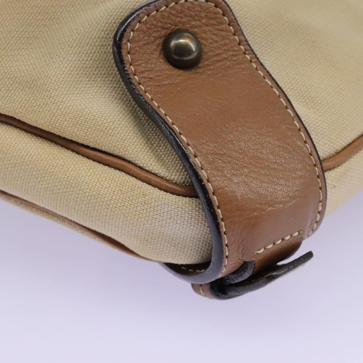 BURBERRY Blue Label Shoulder Bag Canvas Leather Beige Auth hk2084