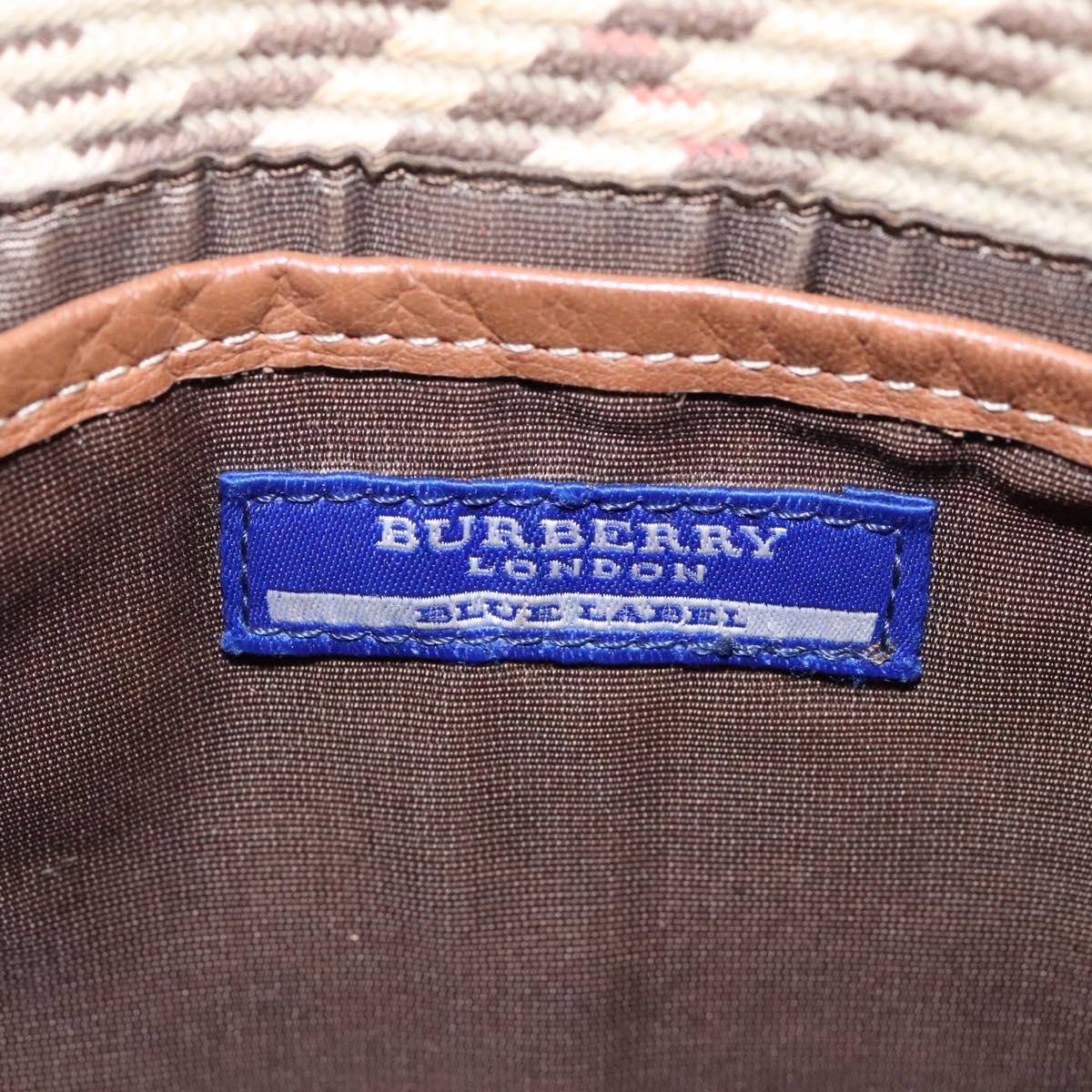 BURBERRY Blue Label Shoulder Bag Canvas Leather Beige Auth hk2084