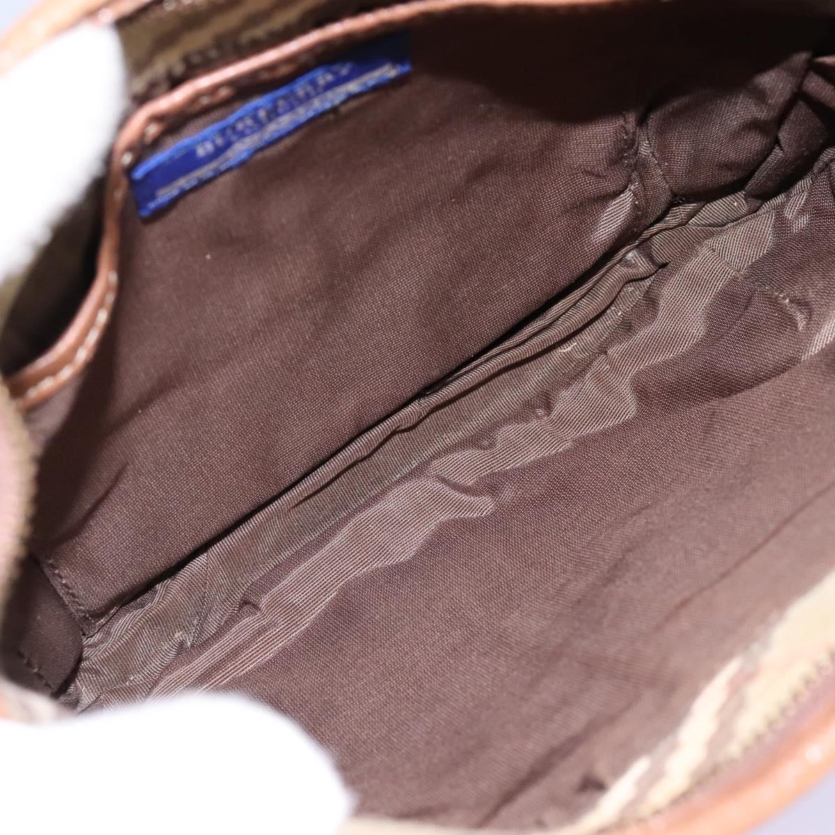 BURBERRY Blue Label Shoulder Bag Canvas Leather Beige Auth hk2084