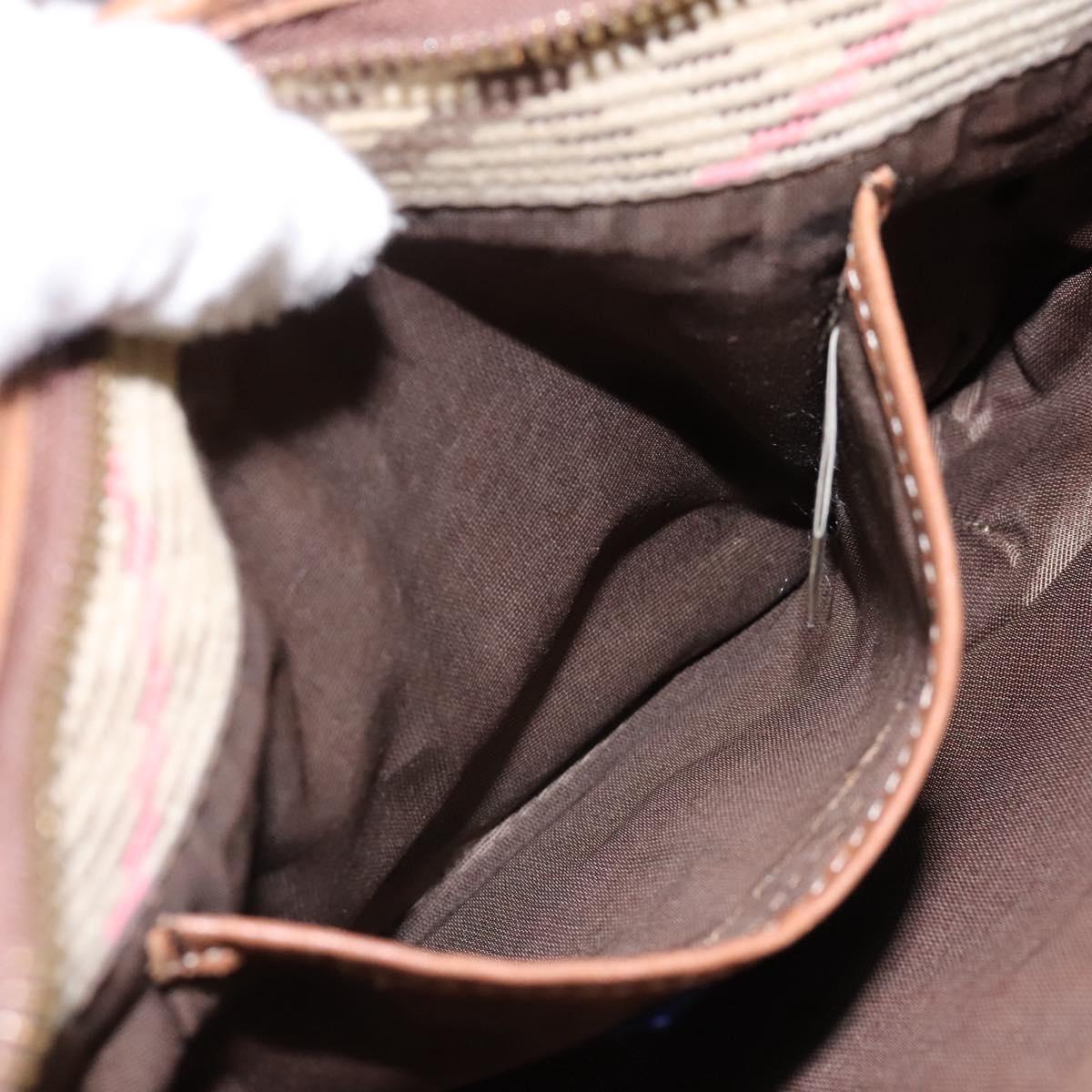 BURBERRY Blue Label Shoulder Bag Canvas Leather Beige Auth hk2084