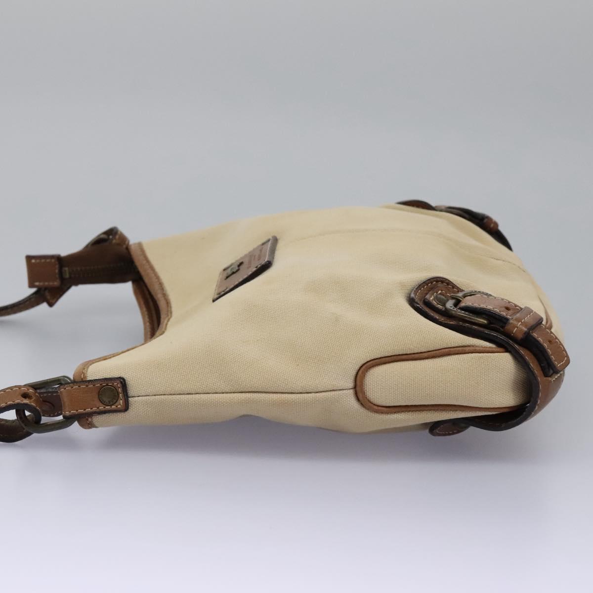 BURBERRY Blue Label Shoulder Bag Canvas Leather Beige Auth hk2084