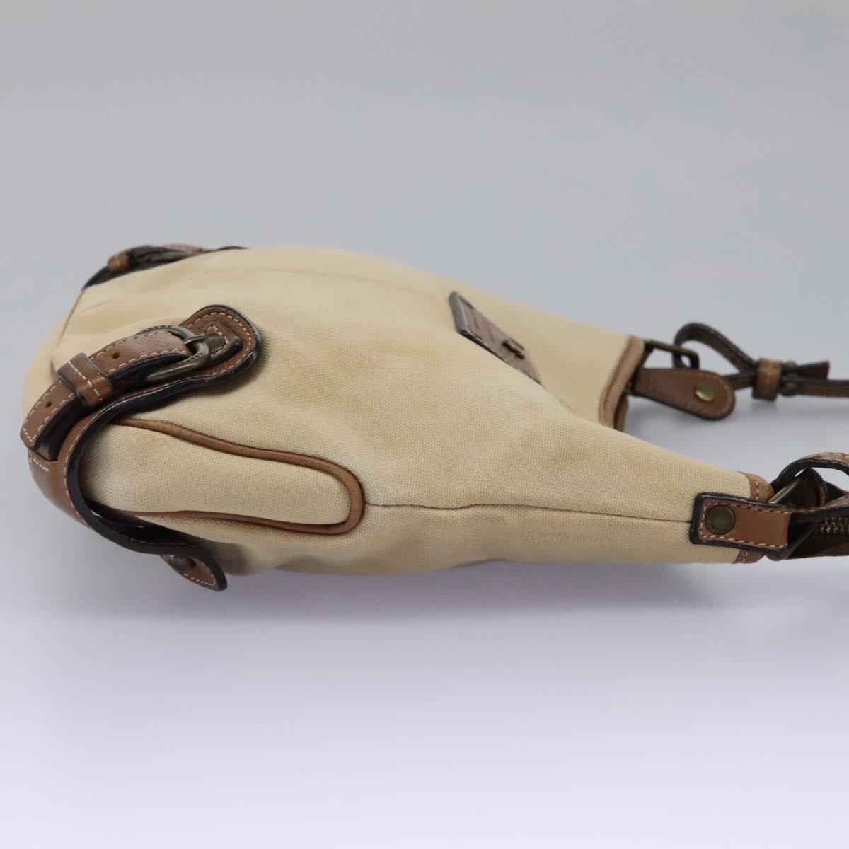 BURBERRY Blue Label Shoulder Bag Canvas Leather Beige Auth hk2084