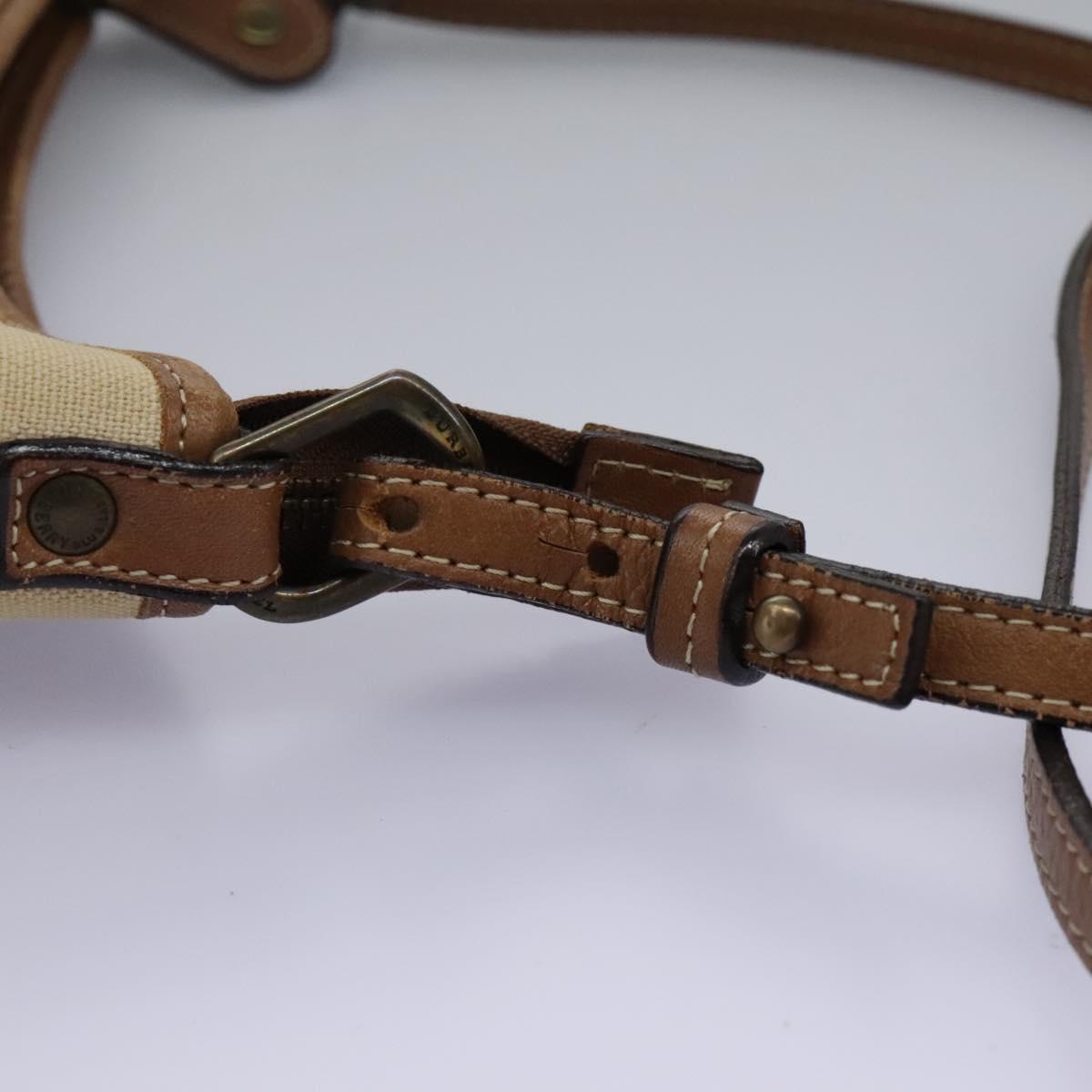 BURBERRY Blue Label Shoulder Bag Canvas Leather Beige Auth hk2084