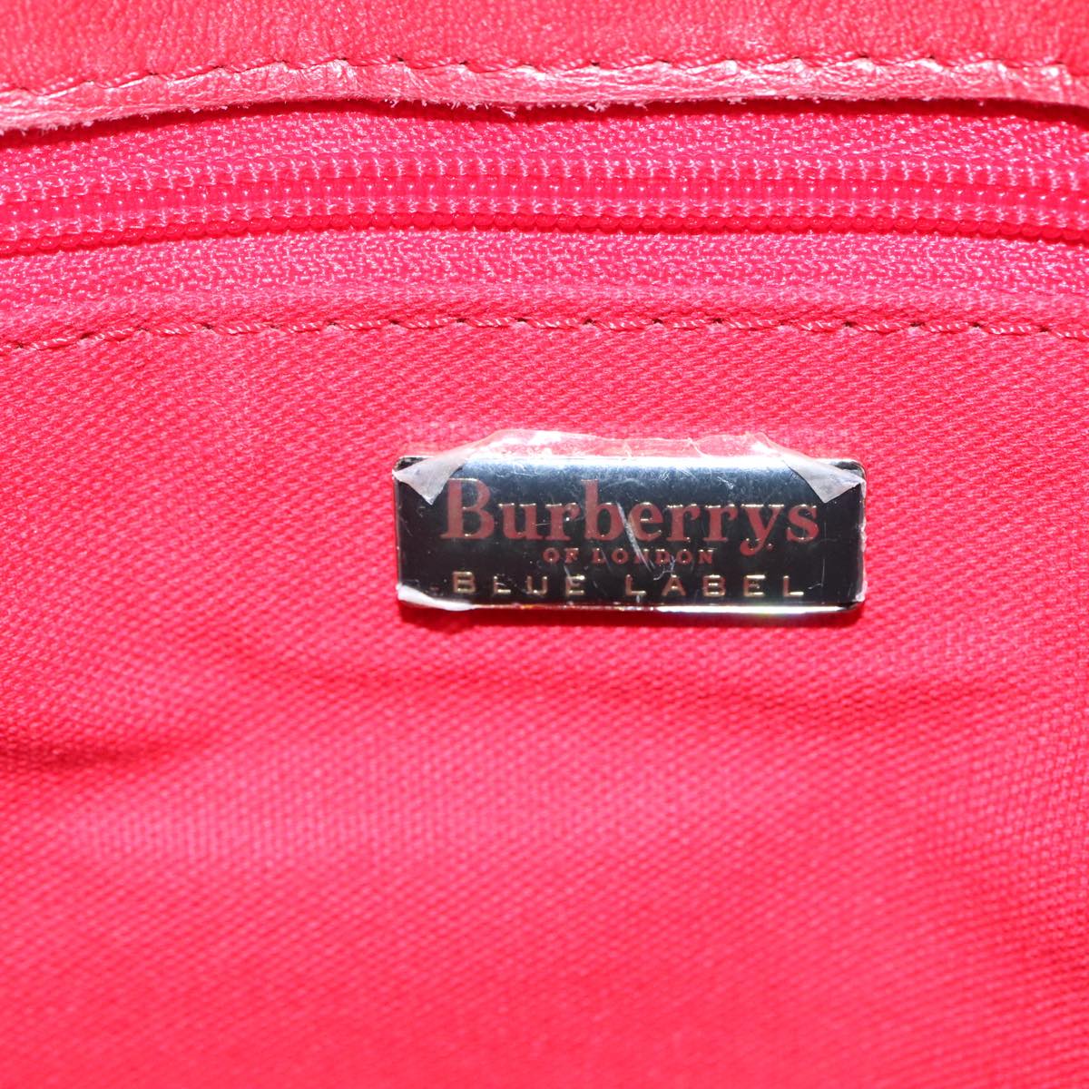 Burberrys Nova Check Blue Label Shoulder Bag Wool Beige Red Silver Auth hk2090