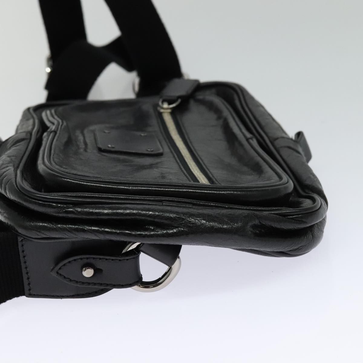 Chloe Paddington Body Bag Leather Black Silver Auth hk2099