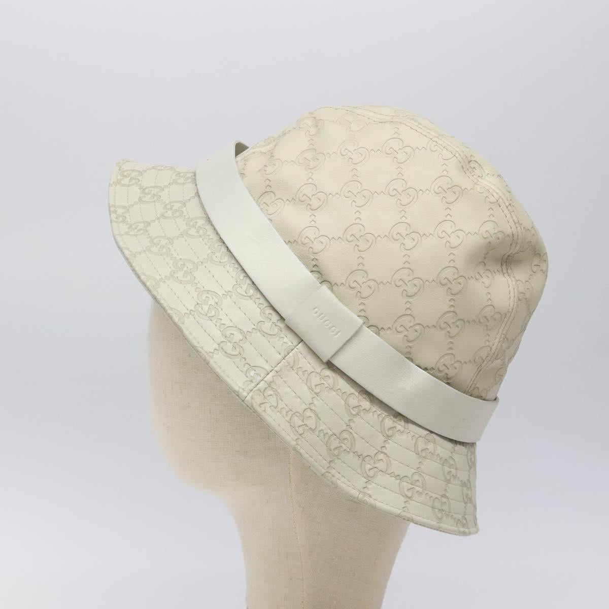 GUCCI GG Canvas Guccissima Hat M White Auth hk2110
